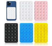 5PCS Silicone Suction Phone Case Mount,Non Slip Suction Cup pad Mount，Sticky Mirror Shower Phone Holder Compatible with iPhone and Android (Black，white)