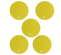 5PCS Silicone Trivet Mats, Round Non Slip Heat Resistant Hot Pads, Multipurpose Pot Holders for Hot Dishes and Cookware with Honeycomb Design for Kitchen Countertop (Yellow)