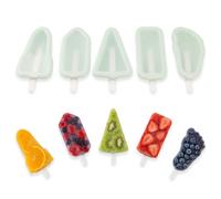 5Pcs Siliconee Ice Cream Moulds with Lid - 5-Shaped Stackable HomemadeIce Lolly Pop Mould for Ice Pop Maker, Popsicle,Cakesicles, Freezer Yogurt and Fruit Juice - Easy-Release