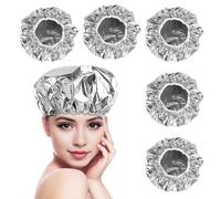 5pcs Silver Aluminum Foil Hair Heat Hat,Aluminum Foil Reusable Hair Processing Caps Deep Conditioning Caps Hair Coloring Shower Caps for Home Salon Use 27cm,Shower Caps,Bathing Accessories