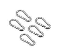 5PCS Silver Carabiner Hook Stainless Steel 50mm 60mm 70mm 80mm Length Large Heavy Duty Stainless Carabiner(6X60mm)