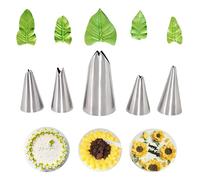 5Pcs Silver Leaf Piping Tips,Cake Piping Icing Nozzles Stainless Steel Russian Piping Tips Piping Nozzles Cake Decorating Tips Set, DIY Baking Supplies Cake Decorating Tools