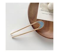 5PCS Simple U Shape Hair Clips Pins For Women Girls Hair Sticks Bride Hair Styling Accessories Gold Color Metal Hairpins Barrettes(Blue Round Shell)