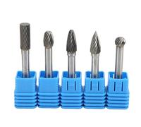 5PCS Single Cut Rotary Burr File Set, Tungsten Carbide Die Grinder Bits, 6mm 1/4in Shank for Polishing Grinding Woodworking Carving, High Performance Rotary Burr Set with Storage B (ADEFG)