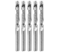 5pcs Single Flute Spiral End Mill, Tungsten Steel Straight Shank Milling Cutter, High Wear Resistance Mirror Polished Router Bit for Wood Carving, 3.175x2x17x38mm