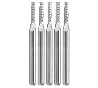 5PCS Single Flute Spiral End Mills Tungsten Steel Straight Shank Router Bits High Hardness Wear Mirror Polished Blade for Wood Carving 3.175x2x10x38mm