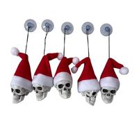 5pcs Skeleton Head Halloween Hanging Decoration with Santa Hat for Mantels Door Window Christmas Tree