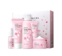 5Pcs Skin Care Set, Sakura Skincare Gift Sets for Teenage Girls, Facial Kit for Girls with Cleanser, Toner, Serum, Eye Cream, Face Cream, Travel Size Skin Care Set for Women Teen Girls Mom (5Pcs)