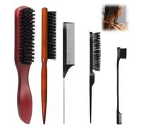 5Pcs Slick Back Brush, Smoothing Comb for Hair, The Smooth Company Slick Back Brush for Men and Women with Thin or Thick Hair Styling Beard Comb