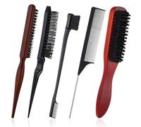 5Pcs Slick Back Brush,Smoothing & Teasing Brush,For Barbers & Stylists to Achieve Flawless, Great for adults & kids for school, workouts, or events,Polished Looks on All Hair types