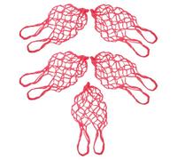 5pcs Slow Feed Hay Net Bag for Horse, Thickened Nylon Mesh Red | Uniform Mesh, Strengthened Edge Stitching, Large Mouth Opening, Farm and Stable Use, Livestock Feeding