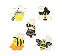 5Pcs Small Bee Brooch Pin Cute Queen Bee Lapel Pin Honey Bee Honeycomb Brooches Pin for Women Men Christmas Jewelry Gift Cloak Dress