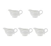 5pcs Small Gravy Boat, 120ml White Porcelain Sauce Boat Serving Dish, Gravy Pot Bowl for Dining Table Restaurant Cafe Christmas Wedding