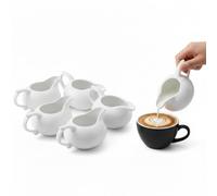 5pcs Small Gravy Boat, 120ml White Porcelain Sauce Boat Serving Dish, Microwave Safe Ceramic Gravy Pot Bowl for Salad Dressing, Milk, Coffee Latte Art, Cream, Restaurant Cafe