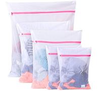 5Pcs small-large laundry/wash net bags mesh tights baby clothes socks washing machine(Pink)