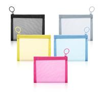 5PCS Small Makeup Bag for Handbag, 13X10cm Mini Nylon Mesh Pouch with Zipper, Portable Coin Purse Card Holder Toiletry Cosmetic Travel Organizer Bags for Lipstick Jewelry Earphone Credit, Colorful