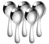 5PCS Small Stainless Steel Spoons 4" - Short Handle Tiny Spoons for Baby Feeding, Coffee, Sugar, Ice Cream & Desserts