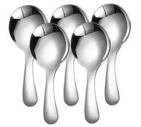 5Pcs Small Stainless Steel Spoons - 4x2 Inch Short Handle Tiny Spoon for Baby Feeding, Coffee, Sugar, Dessert