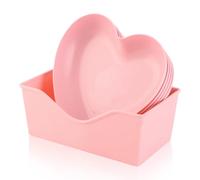 5Pcs Snack Serving Plate Heart Shaped Bowl with Base Cute Heart Sharpe Sauce Dish,Snack Serving Dishes Pink Heart Shape Salad Dinner Plate for Appetizers Desserts Ice Cream