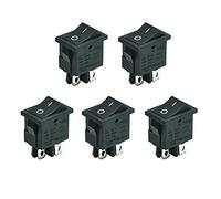 5pcs Snap-in DPST Mini Rocker Switch On-Off Red Lamp 4Pin 6A/250VAC 10A/125VAC T85(4PIN BLACK ON OFF)