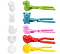 5Pcs Snowball Maker Clips Snow, Whimsical Snowball Clips for Winter Fun Duck Scoop Snowball Maker Toy, Reusable Suitable for Adults and Children (Snowball, Love, Duck, Dinosaur, Bear)