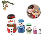 5PCS Snowman Nesting Dolls Set Hand Paint Wooden Russian Matryoshka Winter Holiday Toy Collectible Gift Festive Decor Christmas Nesting Snowman dolls,Russian Russian Nestingdolls little 5Pcs D