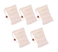 5pcs Soap Saver Bag Handmade Bubble Mesh Net Bags with Drawstring Exfoliating Foaming and Drying Soap Pouch Linen Holder Bags for Bath Shower