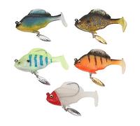 5pcs Soft Fishing Lures for Bass 18g 8cm Paddle Tail Swimbaits with Spinner, Lifelike Artificial Fishing Bait Kit for Trout Salmon Tuna