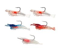 5pcs Soft Shrimp Fishing Lures Realistic Lifelike Swimming Action for Bass Lures, Premium Sea Fishing Bait UK, Pre-Rigged Bait for Effective Trout Crappie Walleye Multi-Species Catch