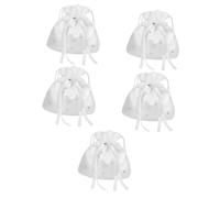 5pcs Souvenir Bag Flower Girl Bag Bridesmaid Pouch Dolly Bag Wedding Guest Purse Wedding Party Favor Bag Bridal Handbag Wedding Bride Handbag Bridal Wedding Bag Cloth White BESTonZON