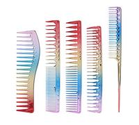 5pcs Space Aluminum Gradient Haircut Comb, Professional Hairdressing Comb with Wide Dense Teeth, Non - Slip Matte Styling Tool for Salon and Home Use