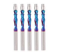 5PCS Spiral Flush Trim Router Bit, 6.35mm Shank 28.6 mm Cutting Length Extra Long 75mm OVL,2 Flutes Up Down Compression Bit with Nano Coating for Wood Trimming