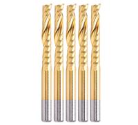 5pcs Spiral Router Bits Milling Cutter CNC End Mill Set for Aluminum Cutting 4mm X 25mm X 45mm High Speed Steel Plated Precision Tools for CNC Machining