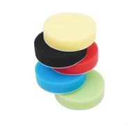 5pcs Sponge Polishing Pads Kit 3-7 Inch Flat Buffer Pad Set for Car Paint Correction Waxing Sealing Glaze Removal Drill Adapter Compatible Green Blue Red Black Yellow(4inch)