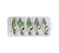 5Pcs Spoon Metal Hard Spinner Baits Fish Lures Spinner Swimbaits Colorful Sequins Treble Hook Fishhooks Set Fishing Spoons Sequins