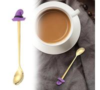5pcs Spoons Halloween Serving Spoons with 3D Pumpkin Ghost 5.9 Inch Tea Coffee Stir Kitchen Utensils for Halloween Thanksgiving Day Party Decor Dessert (Spoon with a Witch hat)