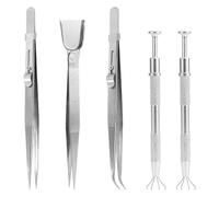 5pcs Sprinkles Tool for Cake Decorating, Jewelry Piercing Ball Bead Holder Stainless Steel Pearl Grabber with 4 Claws & Tweezers with Shovel Head Spoon for Dessert Cupcake Cookie Decoration