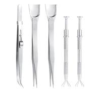 5pcs Sprinkles Tool for Cake Decorating, Jewelry Piercing Ball Bead Holder Stainless Steel Pearl Grabber with 4 Claws & Baking Tweezers with Shovel Head Spoon for Cupcake Cookie Dessert Decoration Pen