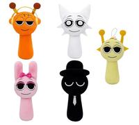 5Pcs Sprunki Plush Toys, Soft Stuffed Animal Dolls for Kids and Collectors, Colorful Plushies for Role Play, Home Decor, and Gift Giving, Orange Black Cream Pink White