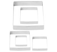 5pcs Square Cookie Cutters Biscuit Baking Set Stainless Steel | Square Pastry Cutter, Multi Size Nesting, Comfort Grip, Home Kitchen Use, Silver Finish