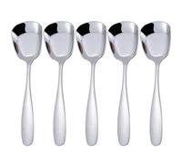 5PCS Square Head Stainless Steel Spoons, Korean Style Soup Spoons, Large Handle Ice Cream Dessert