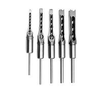 5pcs Square Hole Drill Bit Woodworking Hole Saw Mortising Chisel Steel Drill Bits Set 1/4 inch, 5/16 inch, 3/8 inch, 1/2 inch, 5/8 inch for Wood
