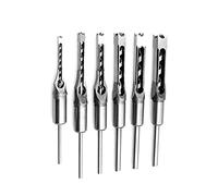 5pcs Square Hole Drill Bit Woodworking Hole Saw Mortising Chisel Steel Drill Bits Set 1/4 inch, 5/16 inch, 3/8 inch, 1/2 inch, 5/8 inch for Wood