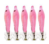 5pcs Squid Jig Hooks Artificial Squid Cuttlefish Sleeve Lures Hook Night Fishing Lures Baits Fishing Accessory Artificial Sleeve Hook