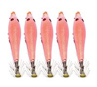 5pcs Squid Jig Hooks Artificial Squid Cuttlefish Sleeve Lures Hook Night Fishing Lures Baits Fishing Accessory Artificial Sleeve Hook