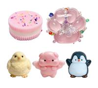 5Pcs Squishy Toys Squishy Fidget Toys ,Stress Relief Sensory Toy Set for Adults Anxiety Relief,Includes Cat Paw,Chick,Pig,Biscuit Squishies,Fun Novelty Gifts for Birthday