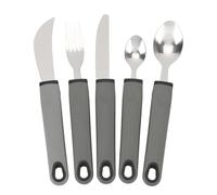 5Pcs Stainless Steel Adaptive Cutlery Set, Improve Flexibility and Control, Unique Utensils Set, Non Slip Handle Design for Hand Tremors, Arthritis, Parkinson (Grey)