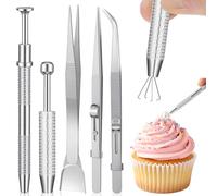5Pcs Stainless Steel Cake Decorating Tools, Jewelry Making Tweezers, Pearl Grabber, Sprinkles Pen, Shovel Head Spoon for Cookie Cupcake Dessert