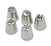 5pcs Stainless Steel Christmas Pastry Piping Tips for Cupcake Cookies