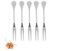 5PCS Stainless Steel Fruit Forks, 4.7 Inches Portable Small Appetizer Dessert Forks Convenient Home Kitchen Accessory Mini Polished Reusable Party BBQ Pastry Holder with Handl for Home Kitchen Cheese